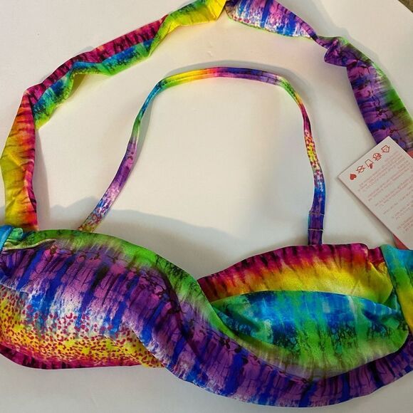 Luli Fama Groovy Baby Twist Bandeau Bikini Top NWT - Picture 4 of 9